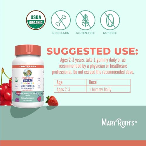 MARYRUTH'S Organic Toddler Multivitamin Gummies + Postbiotics, - Product Imagery