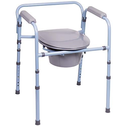 Carex 3-in-1 Folding Bedside Commode and Raised Toilet Seat, - Product Imagery