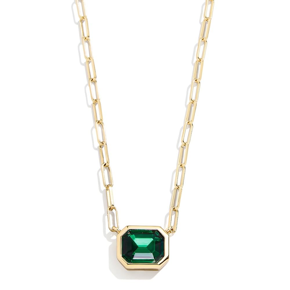 BaubleBar - Blythe Birthstone Pendant Necklace – May (Emerald), Small