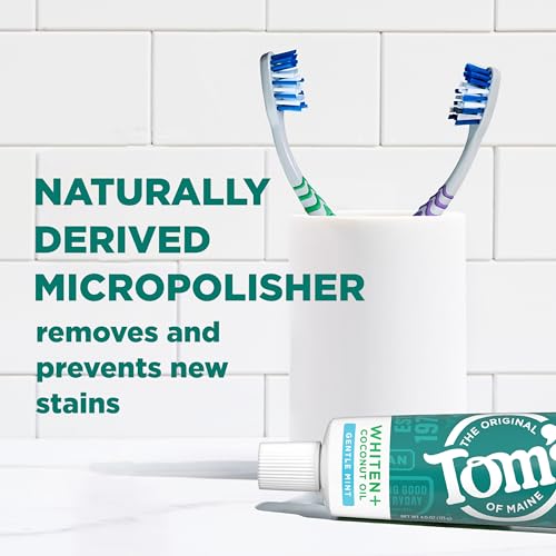 Tom's of Maine Whiten and Coconut Oil Toothpaste, Gentle Mint, 3 - Product Imagery