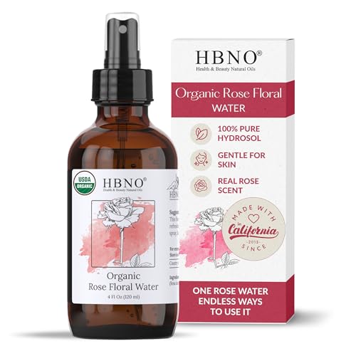 HBNO California Bottled Organic Rose Water for Face 4 fl oz - Product Imagery
