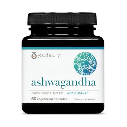 Youtheory Ashwagandha, 1,000 mg, 60 Vegetarian Capsules, 30-Day - Product Imagery