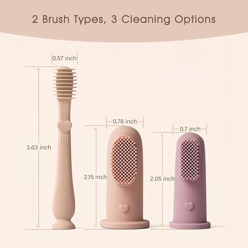 Moonkie Baby Finger Toothbrush Tongue Oral Cleaner Kit for 3 - Product Imagery