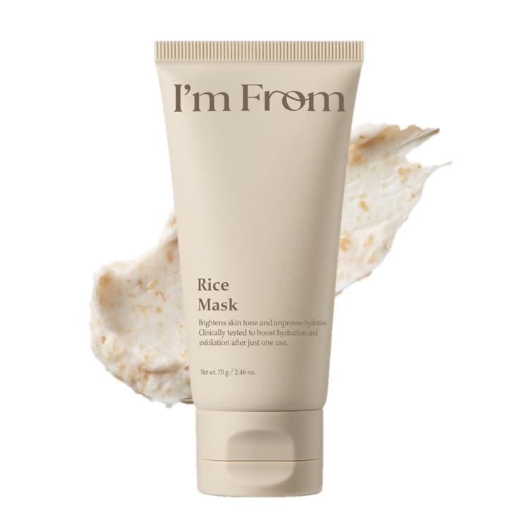 I'm From Rice Mask, Soft Exfoliating Wash-Off Rice Mask, Glass&Dewy, Hydration, Korean Skin Care 2.37fl.oz – Vegan, 2.37