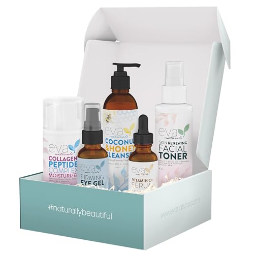 Eva Naturals 5-in-1 Rejuvenating Skincare Set, Cleanser, Toner & - Product Imagery