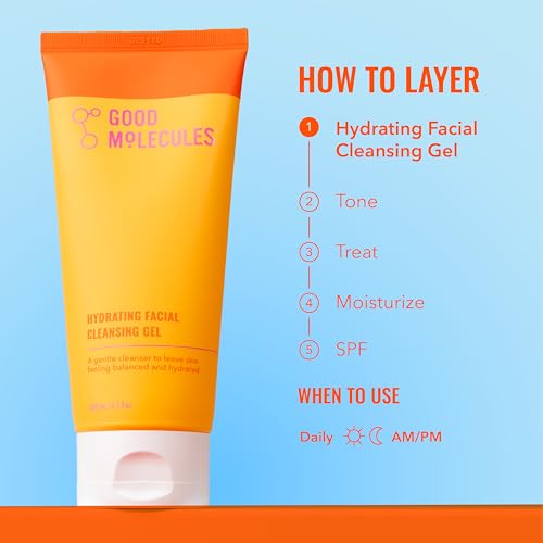 Good Molecules Hydrating Facial Cleansing Gel, Gentle Face Wash, - Product Imagery