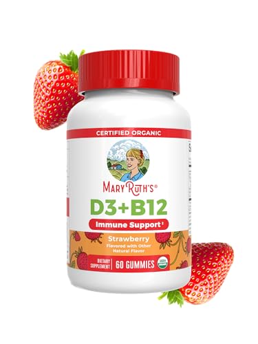 MARYRUTH'S Organic Vitamin D3 + B12 Gummies for Ages 4+, 60 - Product Imagery