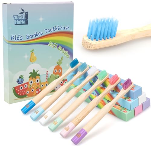 Kids Bamboo Toothbrushes, BPA-Free Soft Bristles, Eco-Friendly - Product Imagery