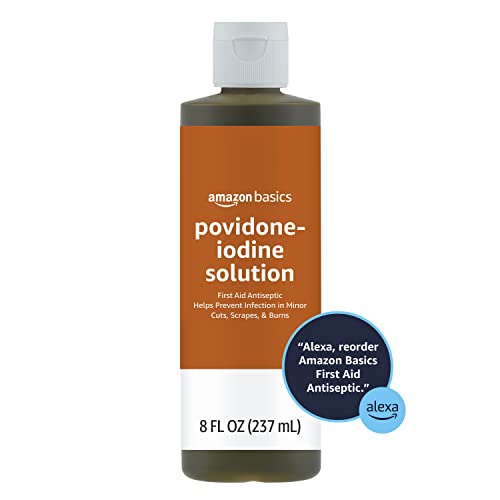 Amazon Basics First Aid Antiseptic, 10% Povidone Iodine Solution - Product Imagery