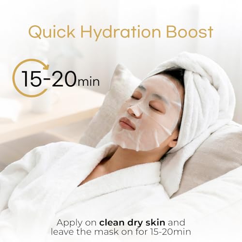 BLOOMORA 10 Pack Vitamin C + Collagen Face Mask Set, Vitamin C - Product Imagery