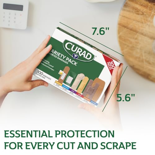 CURAD Assorted Bandages Variety Pack, 300 Count, 6 Styles - Product Imagery