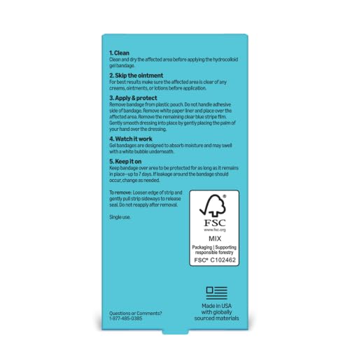 Amazon Basics Hydrocolloid Gel Bandages, Regular 20 Count - Product Imagery