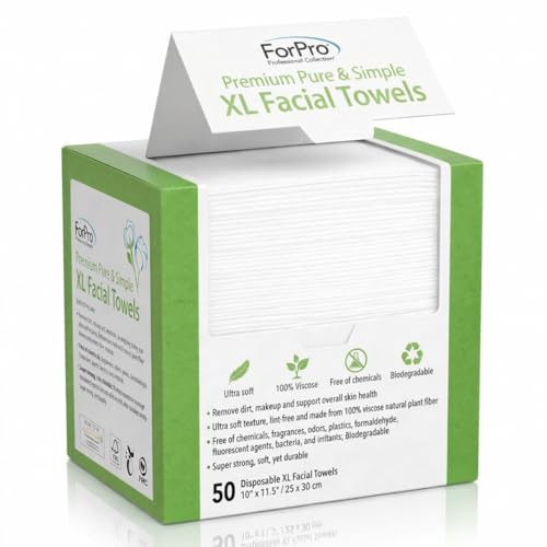 ForPro Pure & Simple XL Facial Towels, 50ct, 10"x11.5", Vegan, - Product Imagery