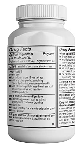 HealthPharma Nighttime Sleep-Aid, Diphenhydramine HCL Caplets, - Product Imagery