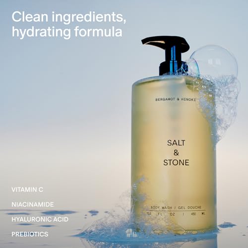 Salt & Stone Body Wash for Women & Men, Bergamot & Hinoki 15.2 - Product Imagery