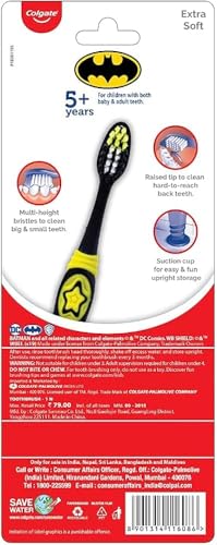 Colgate Batman Toothbrush for Children with Suction Cup, Kids 5+ - Product Imagery