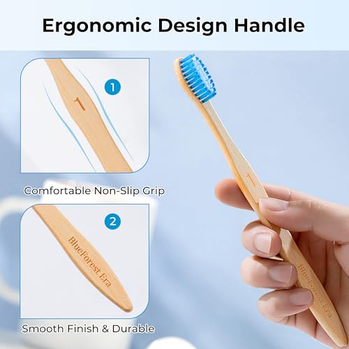 Bamboo Toothbrushes, Plant-Based Soft Bristles 10 Pack - Product Imagery