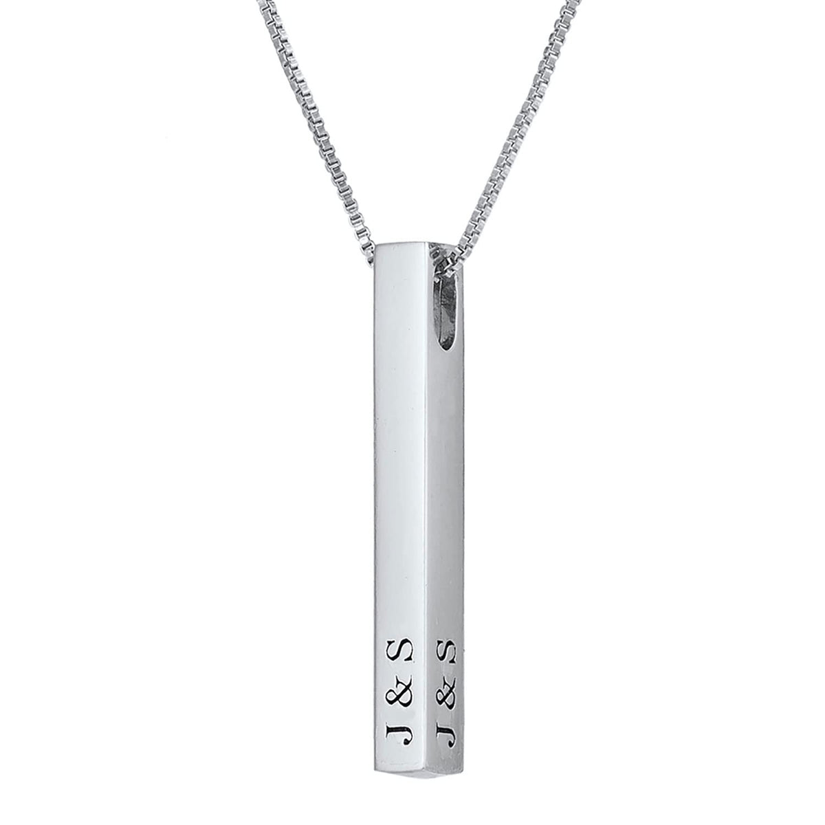 Sterling Silver 3D Engraved Personalized Bar Name Necklace - RESVIVI Official Imagery - 2