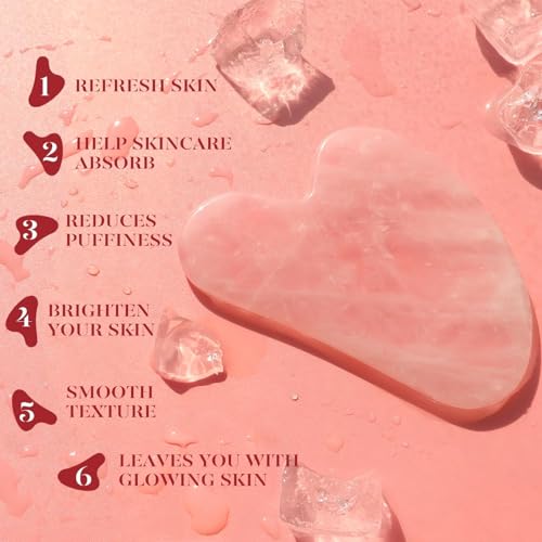BAIMEI IcyMe Rose Quartz Roller & Gua Sha Facial Tool Set for - Product Imagery