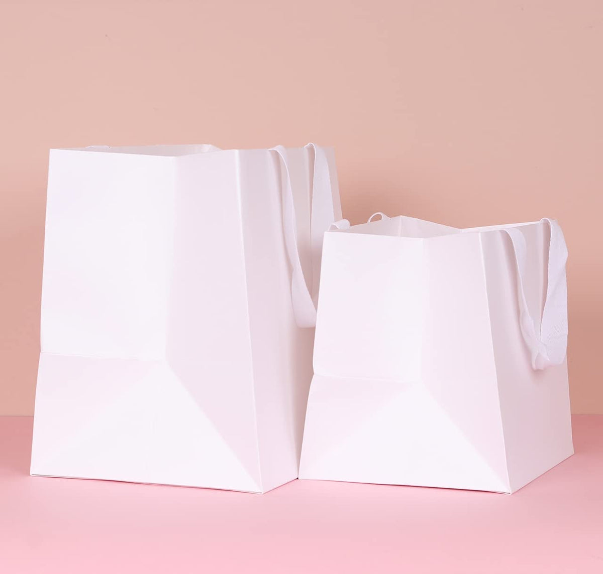 PAPERIST 10pcs 11.8x9x11.8 (8) Square Large Size, White Wide-bottom Gift Bags, Sturdy Durable Paper Bags for Flower Lunc