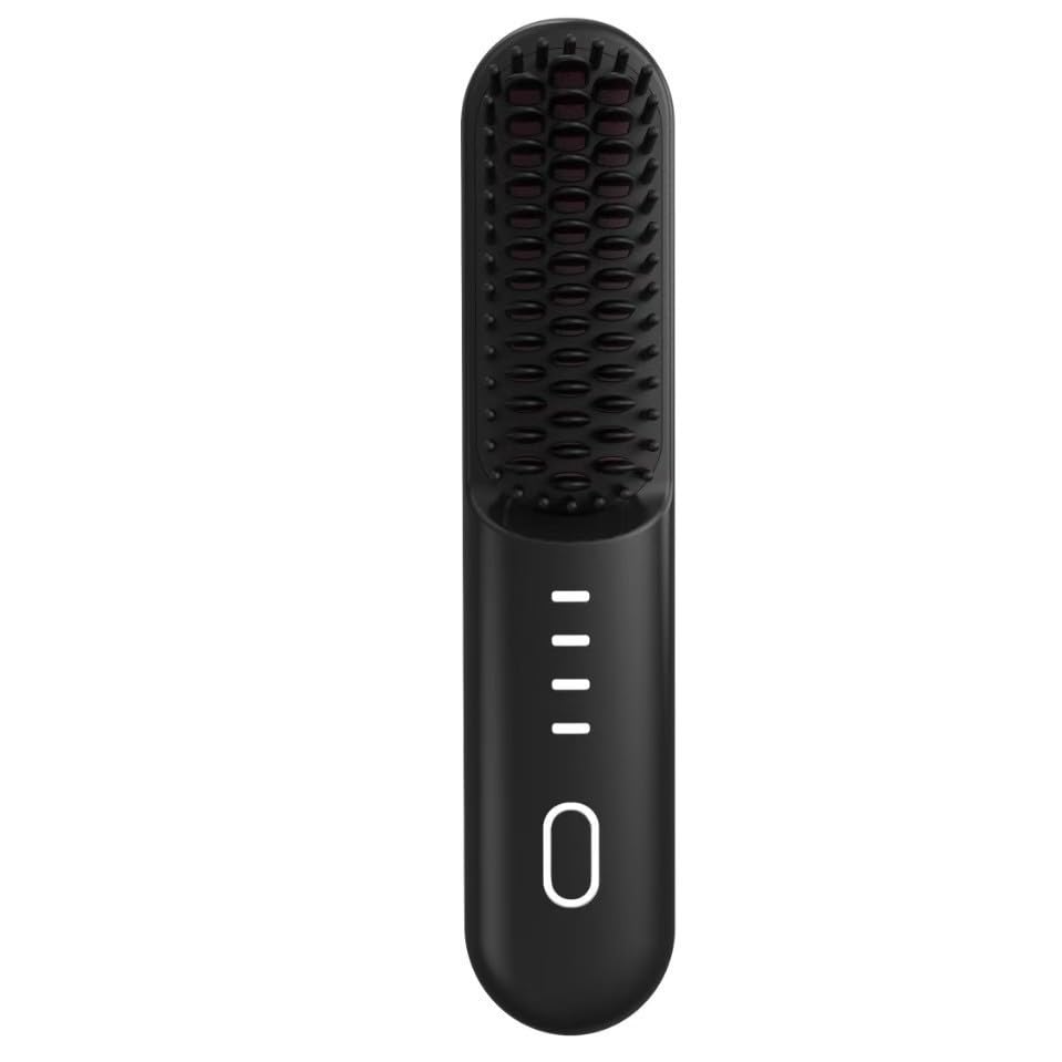 CRWOSQZ Cordless Hair Straightener Brush, Mini Hot Comb for Women, USB Rechargeable Travel Brush with Negative Ion Techn