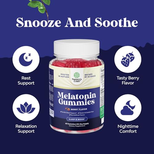 Melatonin Gummies 5mg for Sleep Support, Dietary Supplement - 60 - Product Imagery