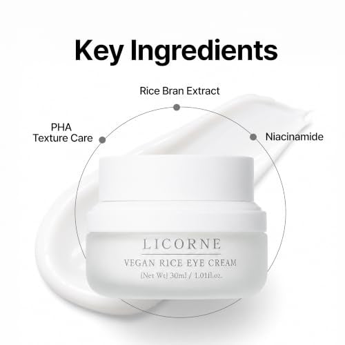 LICORNE Vegan Rice Eye Cream for Dark Circles and Puffiness - - Product Imagery