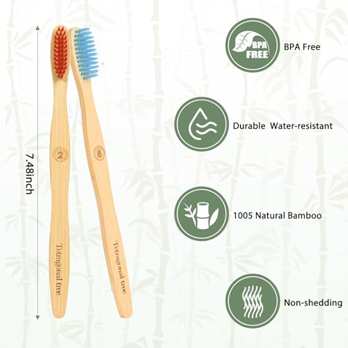 Tetragonal tree 8 Count Biodegradable Bamboo Toothbrushes - - Product Imagery