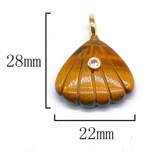 Natural Healing Crystal Carved Shell Stone Pendant Zircon - Product Imagery