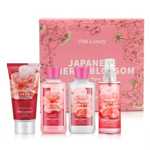 Gift Set for Women – 4PC Japanese Cherry Blossom Luxury Spa Kit - Product Imagery