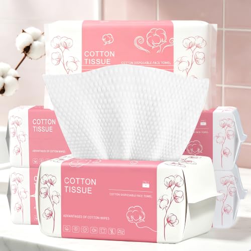 Futetui 600 Count Disposable Face Towel, Dual-Textured Facial Wash Cloth – Pink, Single-Use and Soft Cotton