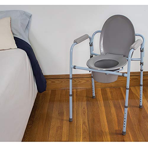 Carex 3-in-1 Folding Bedside Commode and Raised Toilet Seat, - Product Imagery