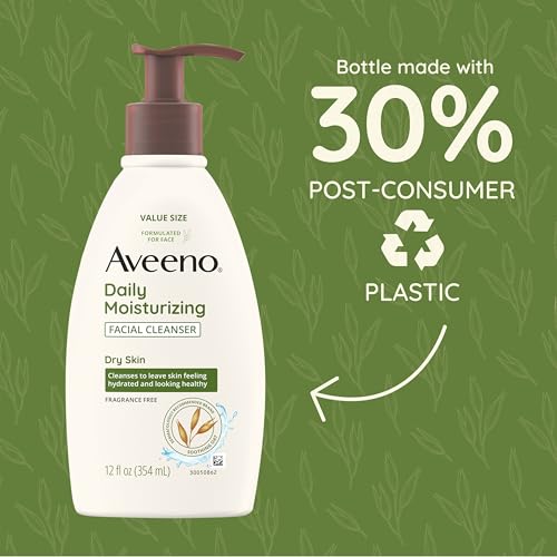 Aveeno Daily Moisturizing Facial Cleanser, Fragrance Free, 12 - Product Imagery