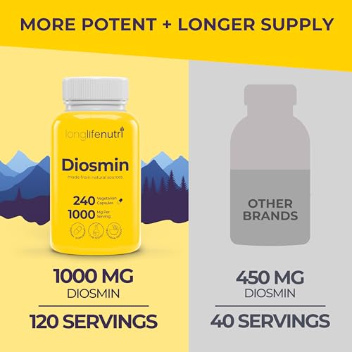 Diosmin 1000mg Advanced Formula - 240 Capsules for Circulatory - Product Imagery