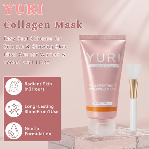 YURI Collagen Mask, Collagen Night Wrapping Mask 1PCS, Peel Off - Product Imagery