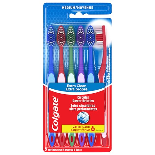 Colgate Extra Clean Medium Toothbrushes, 6 Pack - Product Imagery