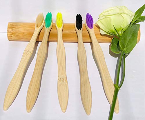 Bamboo Toothbrushes 10 Pack, Medium Soft Bristles BPA Free - Product Imagery