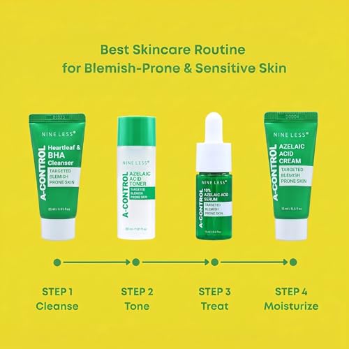 NINELESS A-Control Skincare Kit (Cleanser, Toner, Serum, Cream) - Product Imagery