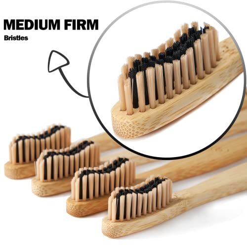 20 Count Bamboo Toothbrushes (Soft+Medium), Natural Wood - Product Imagery