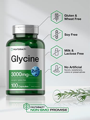 Horbäach Glycine 3000mg Supplement | 100 Powder Capsules - Product Imagery
