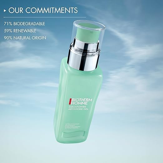 Biotherm Aquapower Advanced Gel moisturizer for men, water-gel formula with biotech plankton, providing 48H hydration and skin strength
