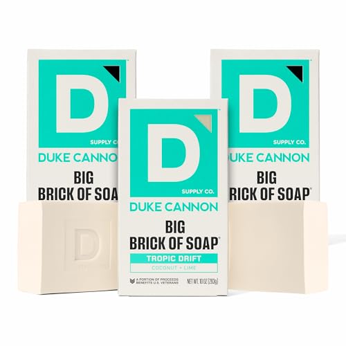 Duke Cannon Supply Co. Duke Cannon Big Brick of Soap Tropic Drift 3 Pack – Large 10 oz Men’s Bar Soap with Coconut & Lim