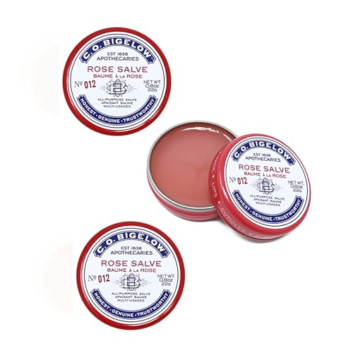 C. O. Bigelow C.O. Bigelow Rose Salve Tins, Pack of 3 Lip Balm Tins – Rose, Cruelty Free, Natural, Plant Based
