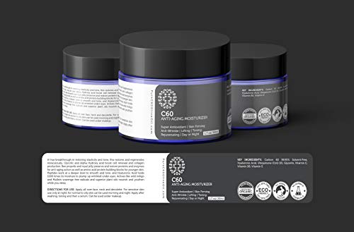 C60 Anti-Aging Moisturizer Face Cream 50ml with Hyaluronic Acid, - Product Imagery