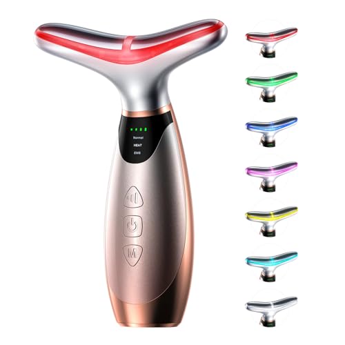 Pedete Facial Massager, 7 Colors Red Light Therapy for Face and Neck,Silver – Silver, Plastic