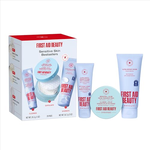 First Aid Beauty Sensitive Skin Skincare Routine Set, 3-Piece - Product Imagery