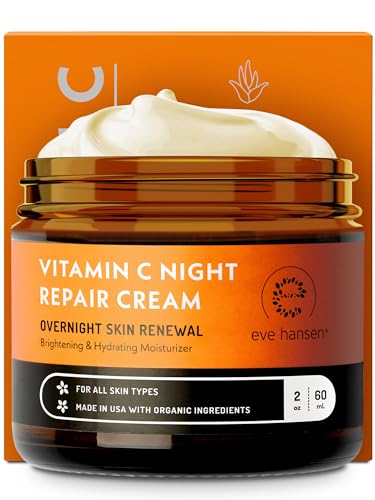 Eve Hansen Vitamin C Night Cream for Face & Neck, Brightening Night Repair Moisturizer for Mature, Dry Skin, Reduces the
