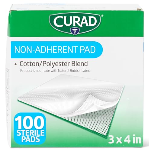 CURAD Sterile Non-Adherent Dressing Pads, 3" x 4", 100 Count - Product Imagery