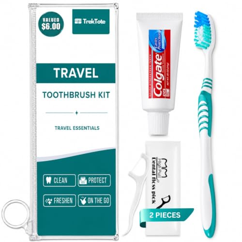 Oral Care Kit with Toothbrush Toothpaste & Floss Picks, Travel - Product Imagery