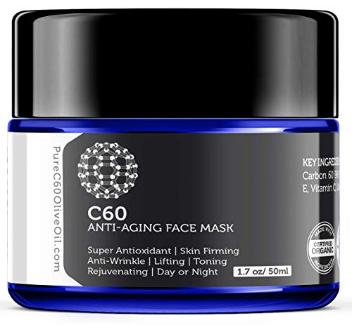 C60 Anti Aging Face Mask 50ml with Green Tea Aloe Ubiquinone - PureC60OliveOil.com Official Imagery - 1
